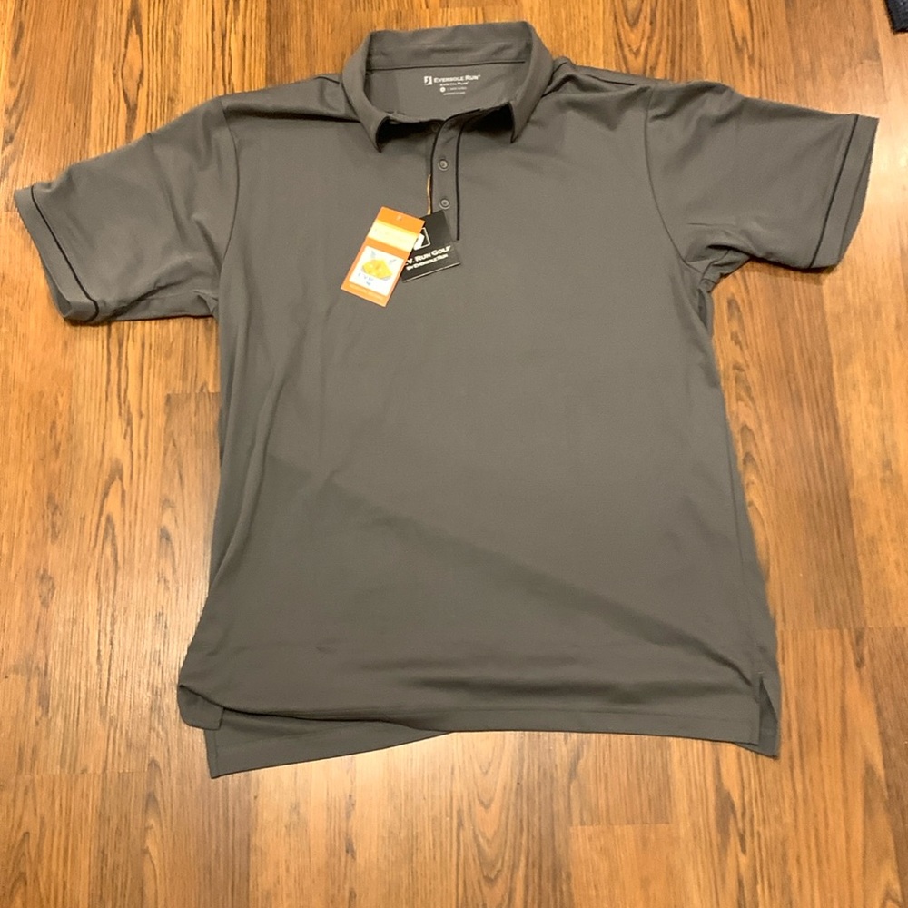 Eversole Run with Evr-Dri Men’s Large Golf/ Polo shirt. Pewter Grey /Black NWT!